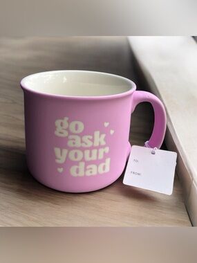 NEW Sunday Morning Ceramics GO ASK YOUR DAD Purple Double Sided Soft Touch Mug